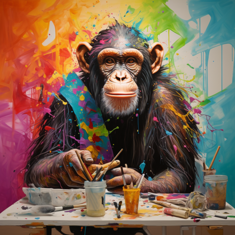 Chimp doing art